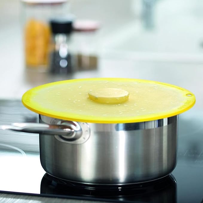 Charles Viancin - Lemon Silicone Lid for Food Storage and Cooking - 9''/23cm - Airtight Seal on Any Smooth Rim Surface - BPA-Free - Oven, Microwave, Freezer, Stovetop and Dishwasher Safe