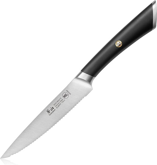 Cangshan ELBERT Series German Steel Forged 5" Serrated Utility Knife (Black)