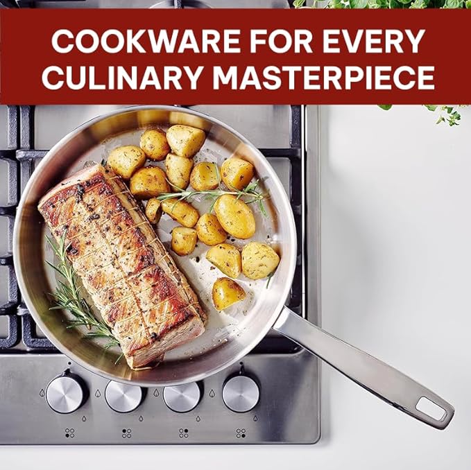 Alva Maestro Stainless Steel Frying Pan 8" - Oven Safe and Made without PFAS, PFOA & PTFE - Induction and All Stovetop Compatible with Even Heat Distribution