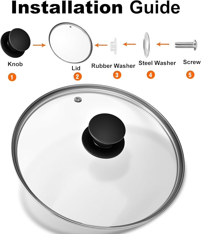 Tempered Glass Lid for Instant Pot 8 Quart - 10.2-Inch Pressure Cooker Accessories,Replacement Parts with Silicone Top Knob & Steam Vent - Heat-Resistant, Dishwasher Safe