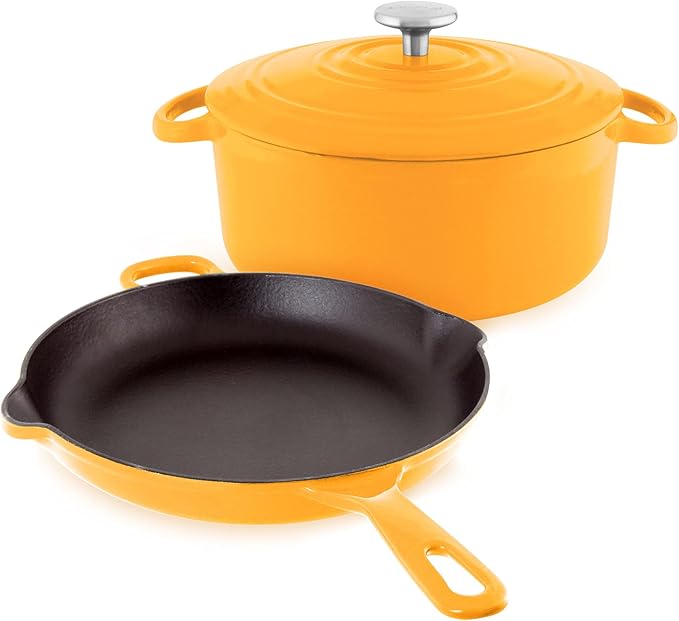 Chantal Enameled Cast Iron Cookware, 3 pc Set, Marigold