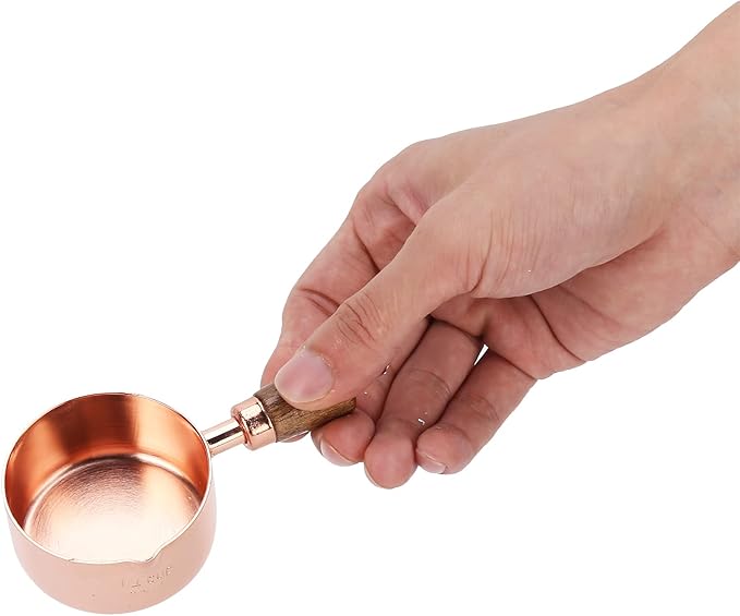 Mini Sauce Pan, Stainless Steel Butter Warmer with Pour Spout and Wooden Handle Rose Gold Melting Pot for Making Sauces, Chocolate Melting, Coffee Tea Soup Warming(1/4cup)