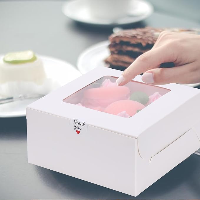 20Packs- 4 Count White Cupcake Containers Bakery Cake Boxes, Birthday, Wedding, Christmas party, Auto-Popup Cupcake Boxes for personalized gift giving , Cookies, Baking Gift Display,cake boxes