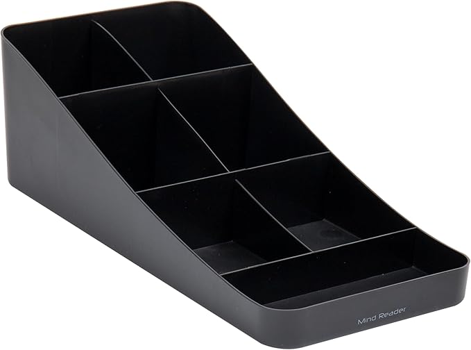 Mind Reader Cup and Condiment Station, Countertop Organizer, Coffee Bar, Kitchen, Stirrers, 7.25"L x 15.5"W x 5.25"H, Black