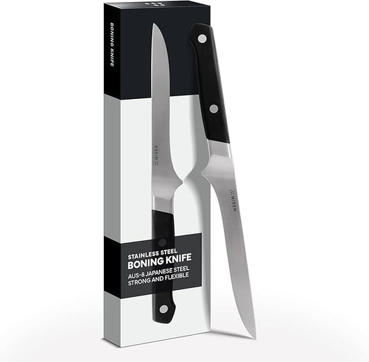 Misen 6" Stainless Steel Boning Knife – Precision Blade for Trimming, Deboning & Butchering – High-Carbon Steel for Razor-Sharp Edge – Ergonomic Handle for Control - Black