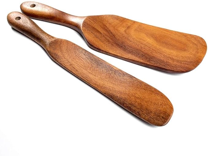 Spurtle Set, Natural Acacia Wooden Kitchen Utensils Set of 4, Wooden Spoons Utensils for Cooking, stirring, Mixing, Serving, spurtles kitchen tools as seen on tv for NonSick Cookware
