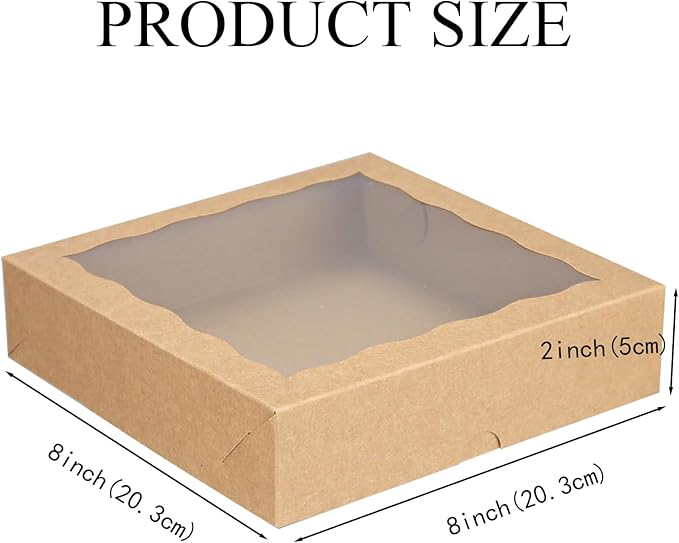 50pcs 8x8x2 Inches Brown Cookies Boxes Packaging Chocolate Covered Strawberries & Cakesickle Boxes