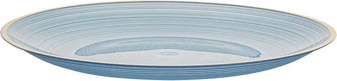 Restaurantware Plastic Plates 20 Pcs 7.25" Gold Rimmed Disposable Plates Heavy-Duty Blue Translucent Rippled Plastic Dinner Servers for Party, Weddings, Salads, Desserts, and Appetizers