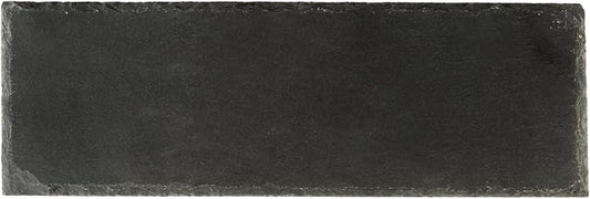 Restaurantware Slate Serving Trays 4 Pack of 11.8" x 4" Foam Feet Charcuterie Stone Plates Rustic Edges Freezable Black Serving Display Cheese Boards for Kitchen, Gourmet, Dining, Parties