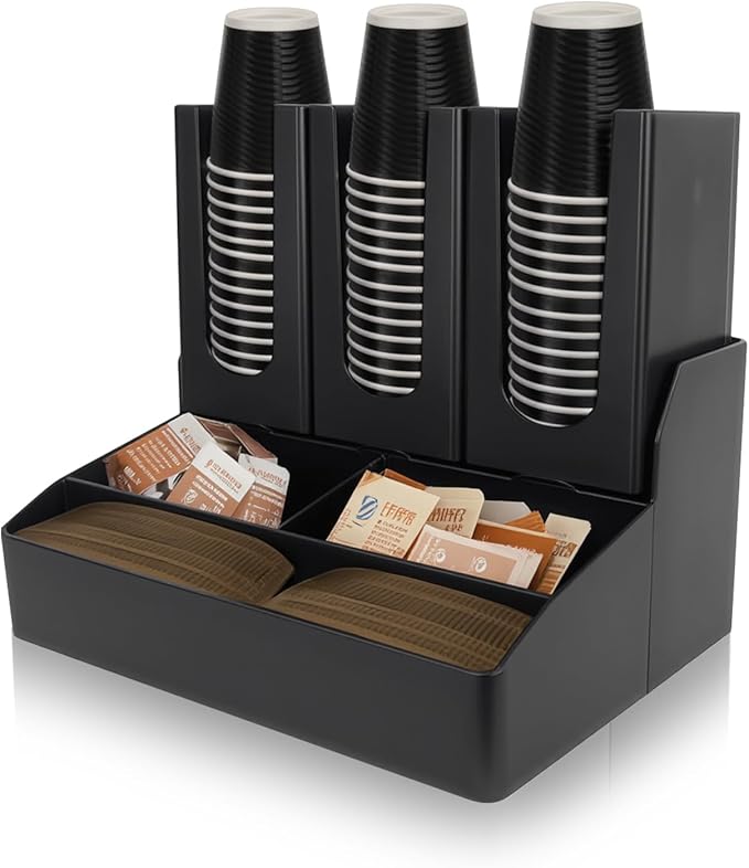 2-Tier Coffee Station Organizer,Cup Lid and Holder for Countertop-Holds K-Cup Pods, Coffee Pods, Sugar Packets, Tea Bags, Creamer