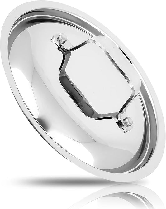 Nutrichef Stainless Steel Saucepan Lid - Sturdy and Durable Stain-Resistant 3 Quart Kitchen Cookware Saucepot Lid w/ Handle - Works w/ Kitchenware Pots & Pans Set Model NCSSX45