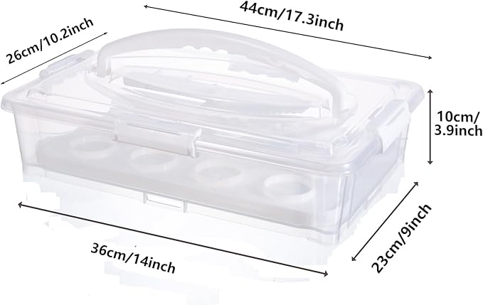 Plastic Cake and Cupcake Carrier Holder,Portable Stackable Cupcake Dessert Storage Container for Full Size 14x9 Cake Box Or 12 Count Cupcake Tray