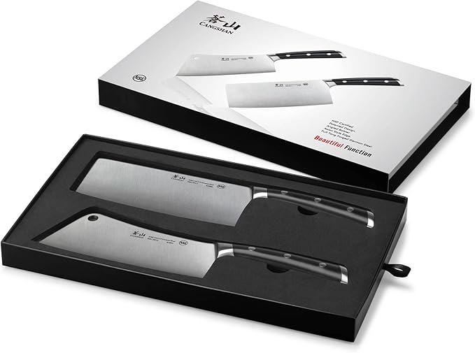 Cangshan S/S1 Series German Steel Forged Chinese Cleaver Set (Black)