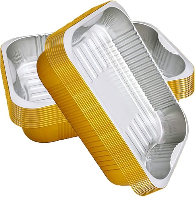 20pack 13 "x9 aluminum foil baking pan（3500ml） tray,steaming table tray, gold thickened disposable pot for cooking and heating