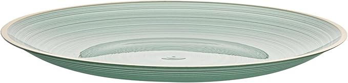 Restaurantware Plastic Plates 100 Pcs 7.25" Gold Rimmed Disposable Plates Heavy-Duty Green Translucent Rippled Plastic Dinner Servers for Party, Weddings, Salads, Desserts, and Appetizers