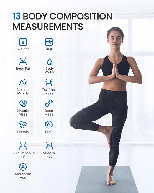 RENPHO Body Fat Scale, Smart Scale with Large Colored VA Display, Digital Bathroom Weighing Machine, BMI Scale, Accurate Body Composition Monitor with Bluetooth App, 400lbs, Elis 1