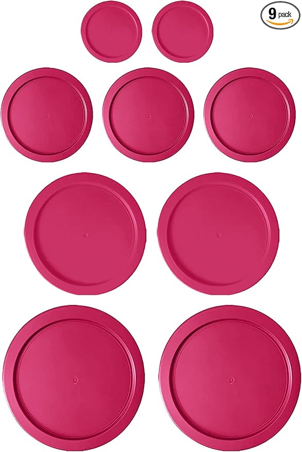 Replacement Lids for Pyrex Glass Foood Storage Containers Containers Round (2) 1-Cup (3) 2-Cup (2) 4-Cup (2) 7-Cup (Fuchsia)