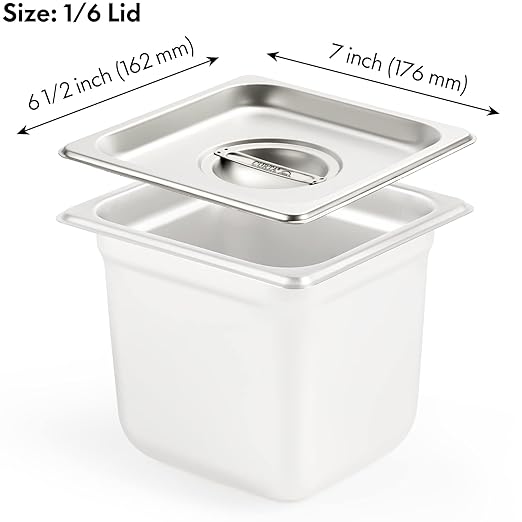 CURTA 6-Pack 1/6 Size Steam Table Pan Lid with Handle, NSF, Hotel & Catering Food Cover