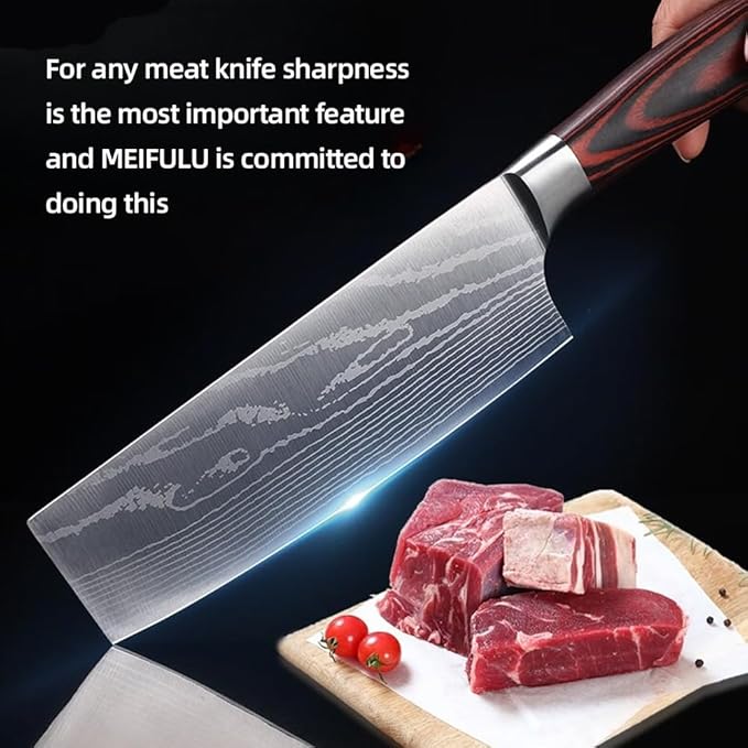 3PCS Kitchen Knife Set, Professional Japanese Chef Knives with High Carbon Stainless Steel Ultra, Sharp Aikido Knives with Ergonomic Color Wooden Handle for Cooking Meat, Fruits, Vegetables.