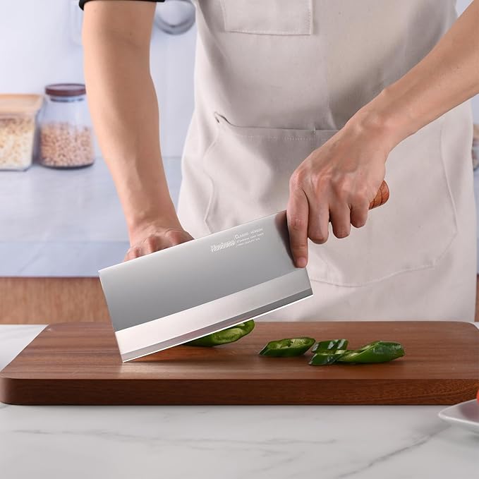 Meat Cleaver 8 Inch Professional Chinese Cleaver Knife Chefs Knife Stainless Steel Sharp Vegetable Knife Non-stick Rosewood Handle for Homes Restaurants Caidao Gift Box