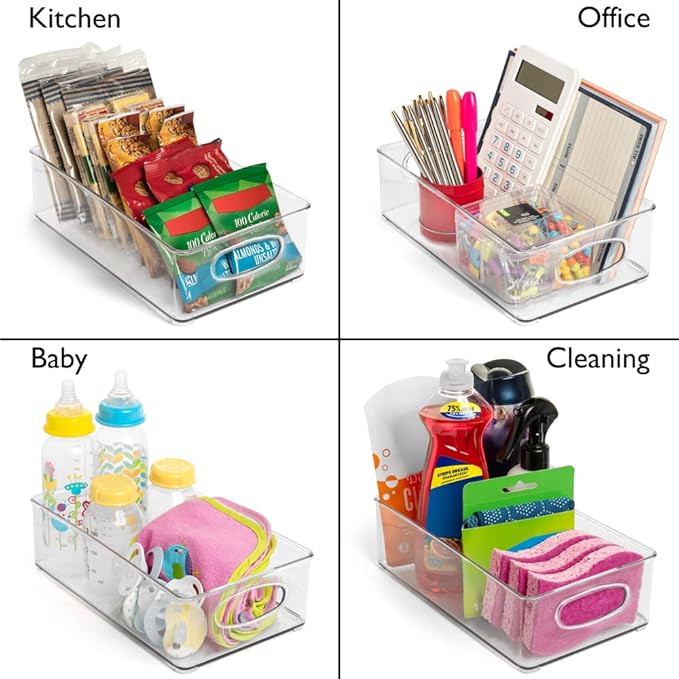 ClearSpace Plastic Pantry Organization and Storage Bins – Perfect for Kitchen/Fridge/ Refrigerator/Cabinet Organizers - 6 Pack