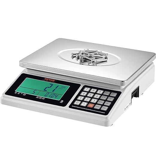 VEVOR Industrial Counting Scale, 30 kg x 1 g, Digital Scale for Parts and Coins, g/kg/lb Units, Electronic Gram Scale Inventory Counting Scale Kitchen Jewelry Scale with RS232 Port and LCD Screen
