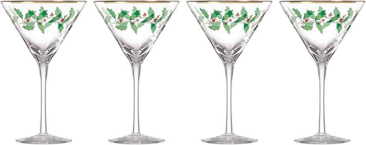 Holiday Decal 4-Piece Martini Glass Set