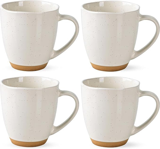 AmorArc 12oz Coffee Mugs, Ceramic Coffee Mugs set of 4 for Man, Woman, Dad, Mom, Modern Coffee Cups with handle for Latte/Cappuccino/Milk/Cocoa. Dishwasher&Microwave Safe, Light Beige
