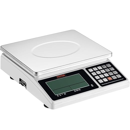 VEVOR Industrial Counting Scale, 30 kg x 1 g, Digital Scale for Parts and Coins, g/kg/lb Units, Electronic Gram Scale Inventory Counting Scale Kitchen Jewelry Scale with RS232 Port and LCD Screen