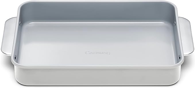Caraway Non-Stick Ceramic 9”x13” Rectangle Pan - Naturally Slick Ceramic Coating - Non-Toxic, PTFE & PFOA Free - Perfect for Brownies, Lasagnas, and More - Gray