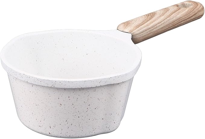 Sauce Pan, 3.3in x 2.2in Milk Pan Small Soup Pot Non Stick Sauce Pots Mini Butter Warmer Pan Cooking Pot with Pour Spout Milk Boiling Pot for Home Kitchen Multi Mini Sauce Pan(White)