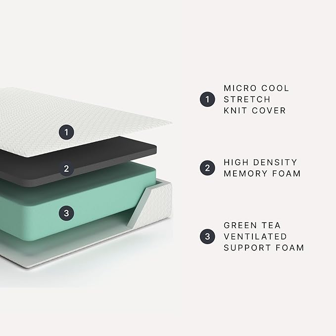 Signature Design by Ashley Full Size Chime 12 Inch Medium Firm Memory Foam Mattress with Green Tea & Charcoal Gel for Pressure Relief, Fiberglass Free, Mattress In A Box