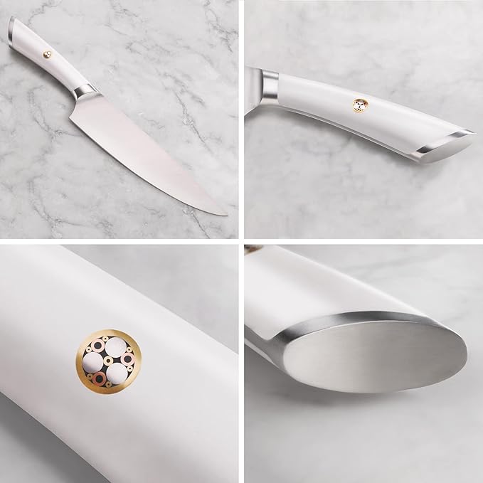 Cangshan ELBERT Series German Steel Forged 4-Piece HUA Knife Block Set, Acacia (White)