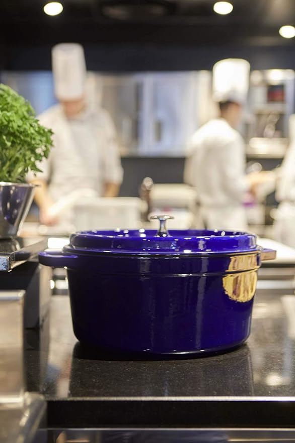 Staub Cast Iron 9-qt Round Cocotte - Dark Blue, Made in France