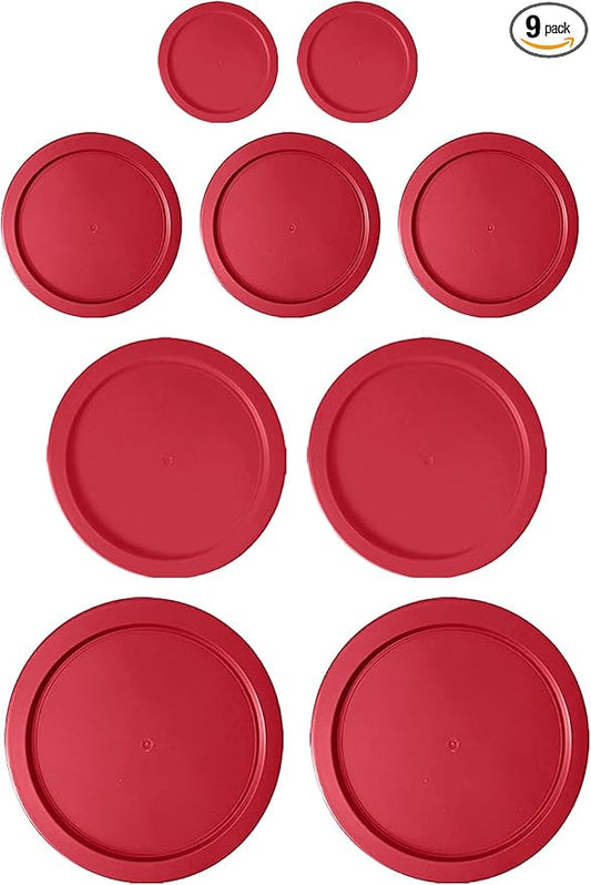 Replacement Lids for Pyrex Glass Foood Storage Containers Containers Round (2) 1-Cup (3) 2-Cup (2) 4-Cup (2) 7-Cup (Red)