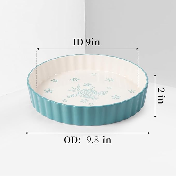 Wisenvoy Pie Pan Tart Pan Quiche Ceramic Pie Dish Pie Plate Tart Pans 9 inch Deep Dish Pie Pan Quiche Pan