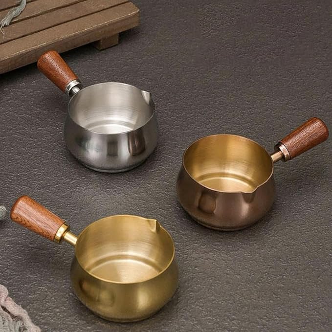 Mini Reusable Stainless Steel Sauce Pan, Chocolate Melting Pot & Dipping Bowl Set (2PCS, Rose Gold, 100ML)