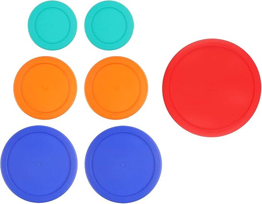 Replacement Lids for Pyrex Glass Food Storage Containers Round Plastic (2) 7202-PC 1 Cup Green (2) 7200-PC 2 Cup Orange (2) 7201-PC 4 Cup Blue (1) 7402-PC 6/7 Cup Red