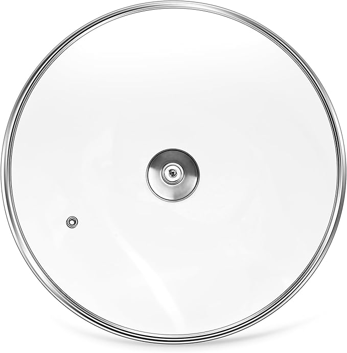 9.5 inch Tempered Glass Lid, Versatile Round Replacement Glass Cover for 9.5 inch Skillets, Pots and Pans, and Dutch Ovens - Dishwasher and Oven Safe up to 400°- 24CM