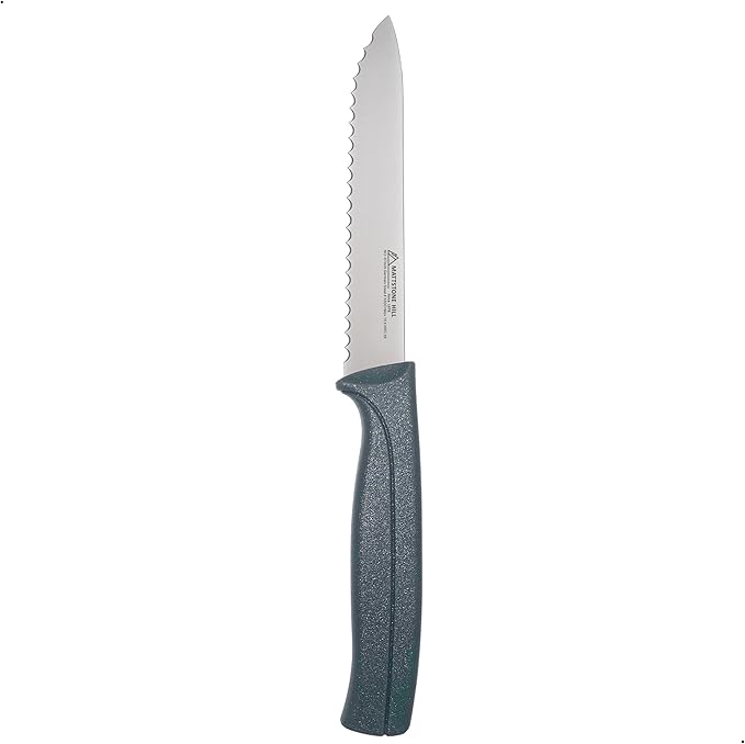 MATTSTONE HILL 4.7 Inch Serrated Utility Knife - Premium Stainless Steel, Gray Handle