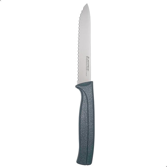 MATTSTONE HILL 4.7 Inch Serrated Utility Knife - Premium Stainless Steel, Gray Handle