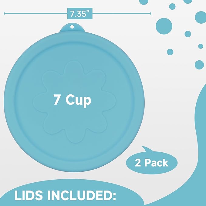 7 Cup Silicone Replacement Lids Storage Cover for Anchor Hocking Glass Bowls (Container not Included) 2 Pack Microwave, Dishwasher and Freezer Safe