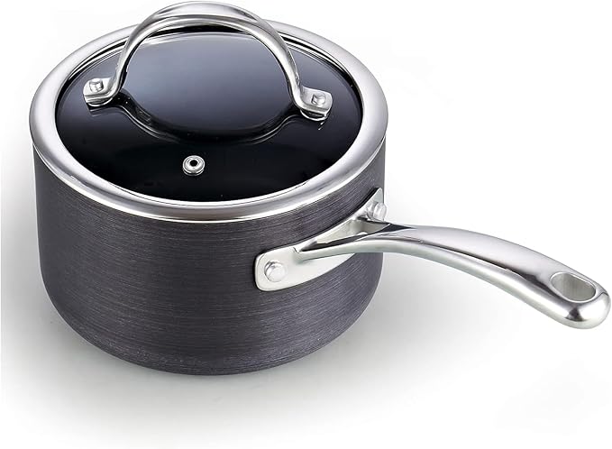 Cooks Standard 2-Quart Hard Anodized Nonstick Saucepan with Lid, Black