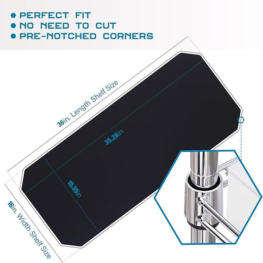 BRIAN & DANY Wire Shelf Liner 16" X 36", Heavy Duty Shelf Liners for Wire Shelving, Waterproof Protector Mats, Set of 5, Black