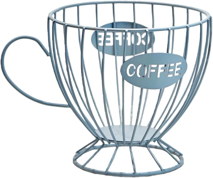 Metal Coffee Pod Holder Wire Coffee Pods Storage Basket Espresso Capsule Storage for Home Kitchen Cafe Hotel (08 Blue cup)
