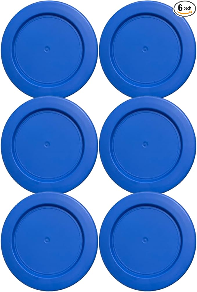 rivel Klareware 4 Cup Blue Round Plastic Food Storage Replacement Lids Covers for Klareware Anchor Hocking and Pyrex Glass Bowls (Container not Included) (6 Pack)