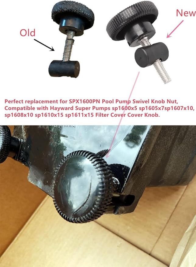 Pool Pump SPX1600PN Nut Knob Swivel Nut Gasket (2 PCS) Compatible with Hayward Super Pump & MaxFlo Pump, Replacement SP1600X5 SP1605X7 SP1607X10 SP1610X15 SP1611X15 SP2810X15 Strainer Cover Lid Knob