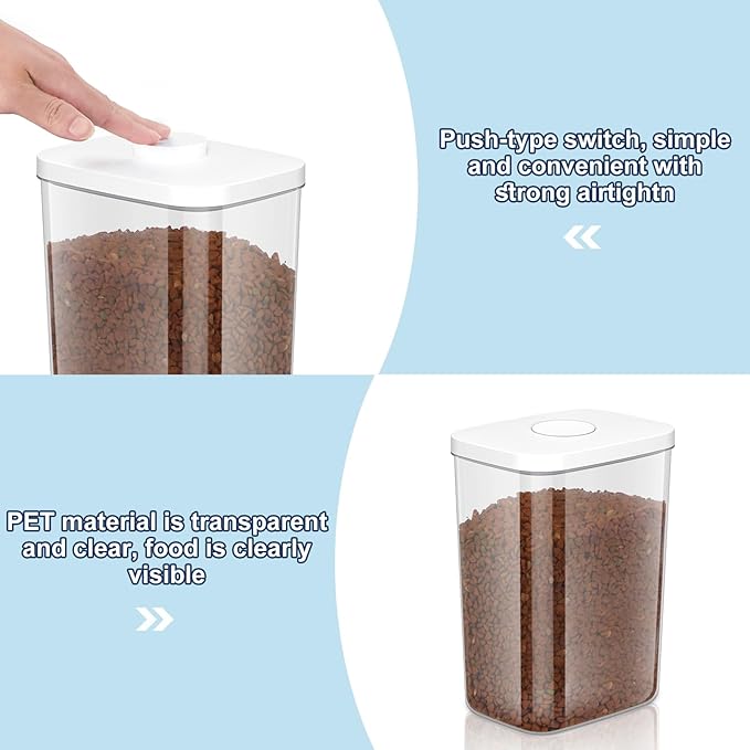 5-8 Lbs/6Qt Airtight Dog Cat Food Storage Container and Pet Storage Bin BPA-Free, PET Clear Stackable Dog Treat Containers Measuring Scoop Suitable for Dogs Food, Cats Food and Other Dry-2Pack