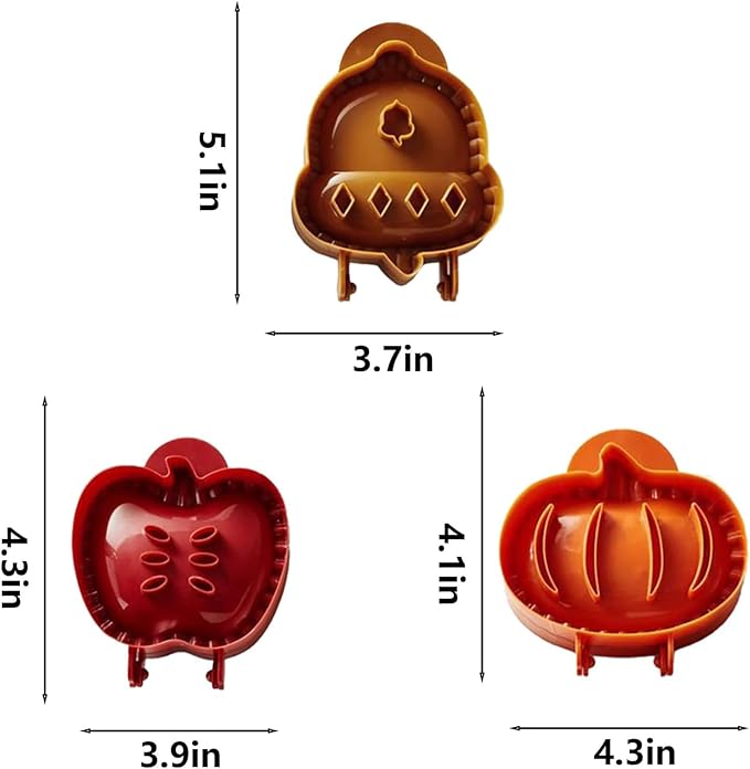 3 Pieces Mini Pie Molds, Party Potluck Hand Pie Molds, Holiday Mini Pies Mould Dough Press Mold Tool, Fall Apple Pumpkin and Acorn Shapes Pocket Pies Maker