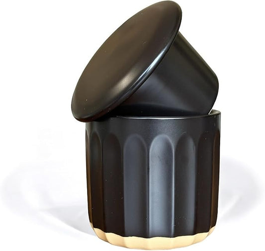 BLAKE 'N' GREY Culinary Elegance: Black Fluted Ceramic French Butter Keeper – A Stylish Touch to Preserve and Serve Perfectly Spreadable Butter